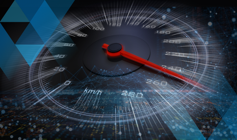 image of a speedometer with stars in the background